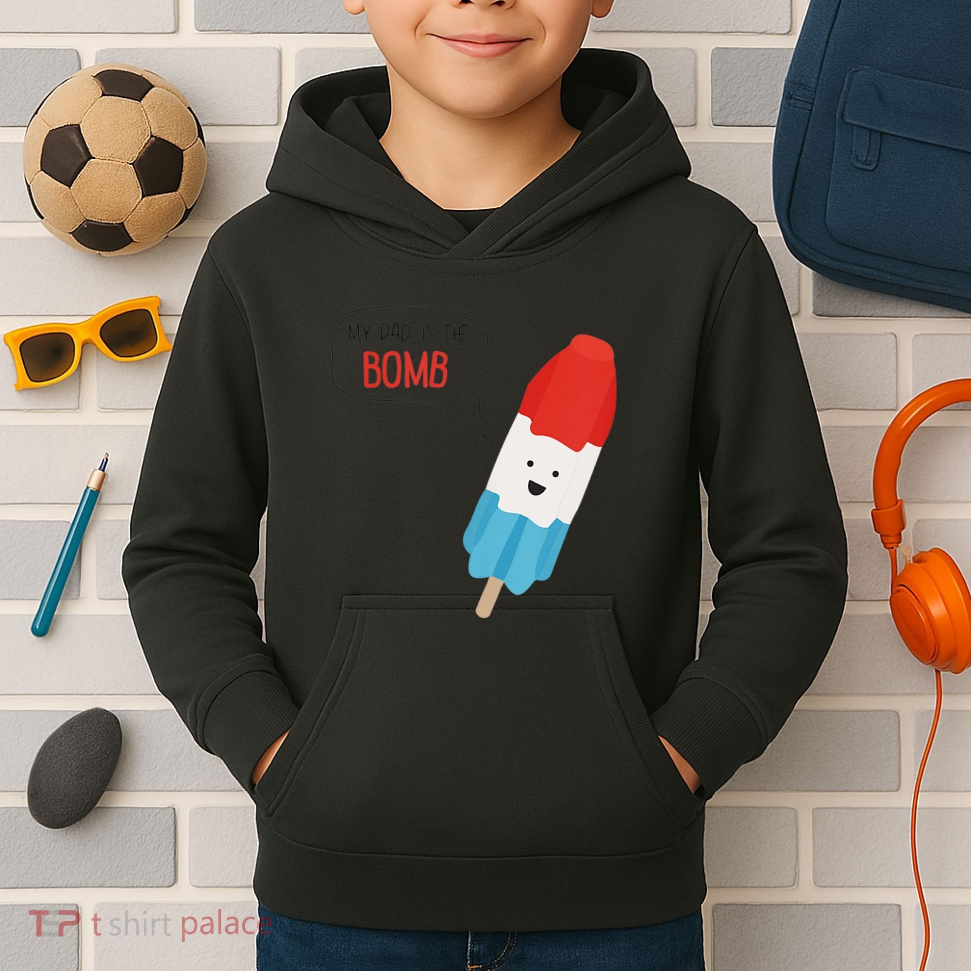 My Dad Is The Bomb Pop Funny Icecream Popsicle Summer Kids Hoodie