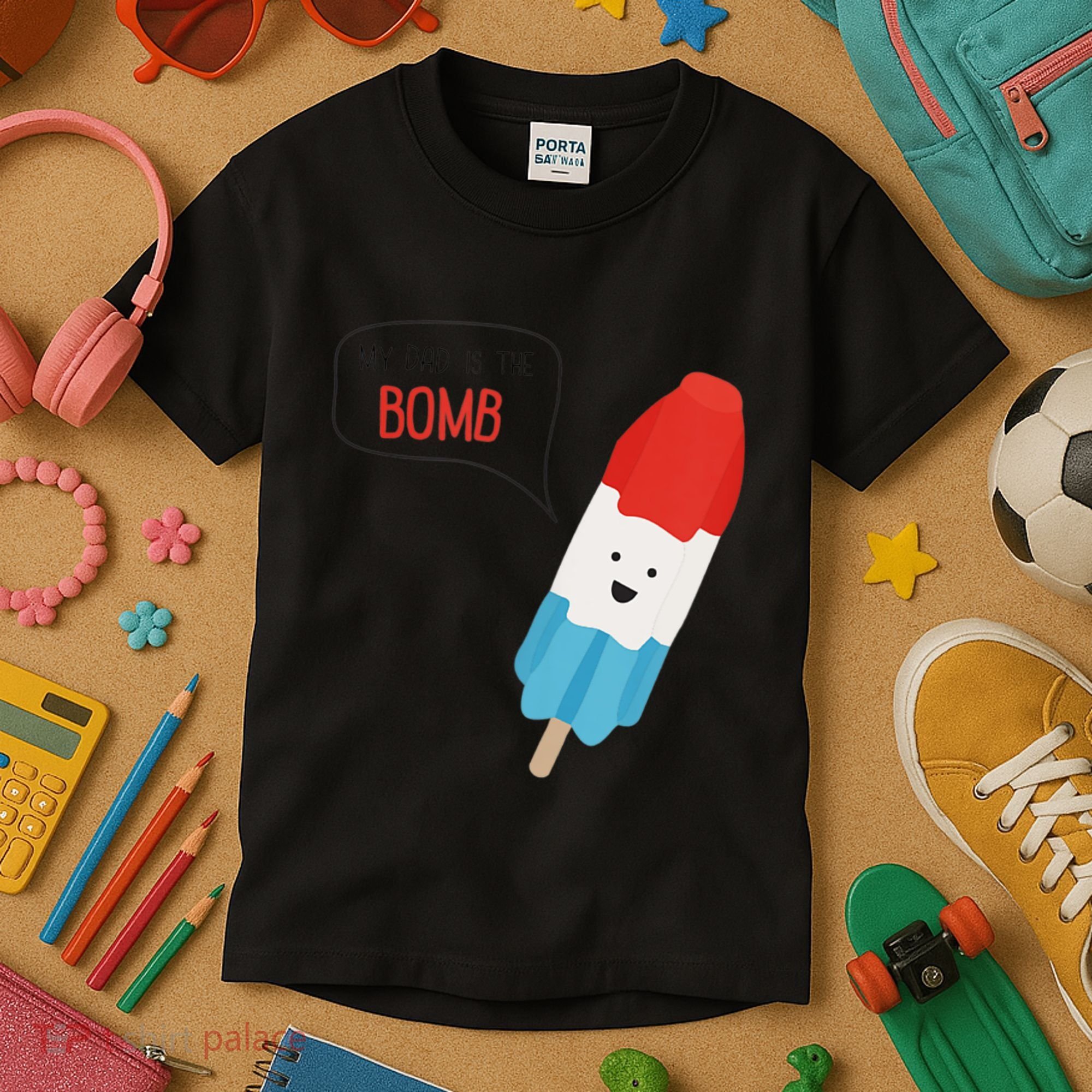 My Dad Is The Bomb Pop Funny Icecream Popsicle Summer Kids T-Shirt