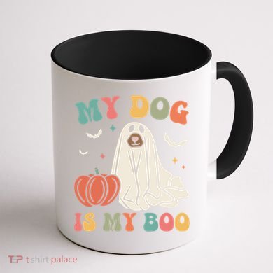 My Dog Is My Boo Funny Halloween Dog Lover Spooky Dog Mom Gift Coffee Mug back