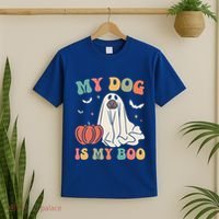 My Dog Is My Boo Funny Halloween Dog Lover Spooky Dog Mom Gift T-Shirt thumb 2