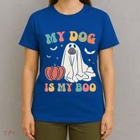 My Dog Is My Boo Funny Halloween Dog Lover Spooky Dog Mom Gift T-Shirt thumb 4