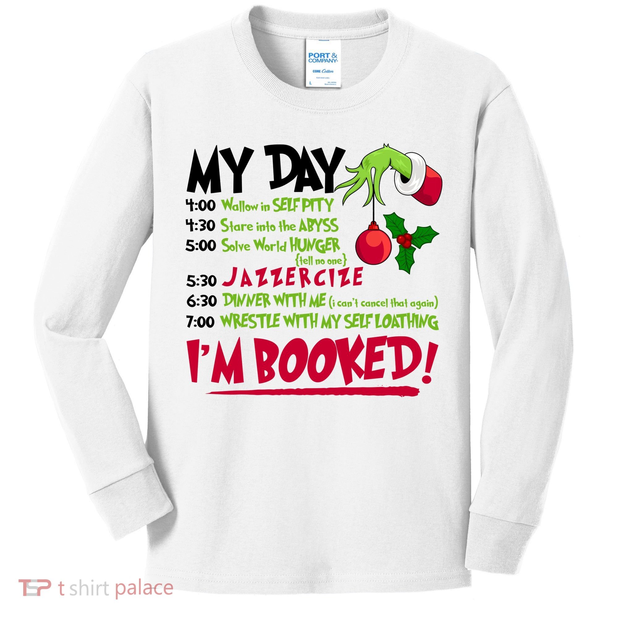 My Day Im Booked Funny Christmas Holiday Kids Long Sleeve Shirt