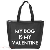 My Dog Is My Valentine Funny Cute Tote Bag thumb 0