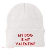 My Dog Is My Valentine Funny Cute Beanie thumb 0