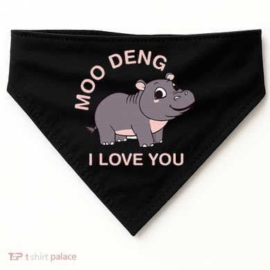 Moo Deng I Love You USA-Made Doggie Bandana