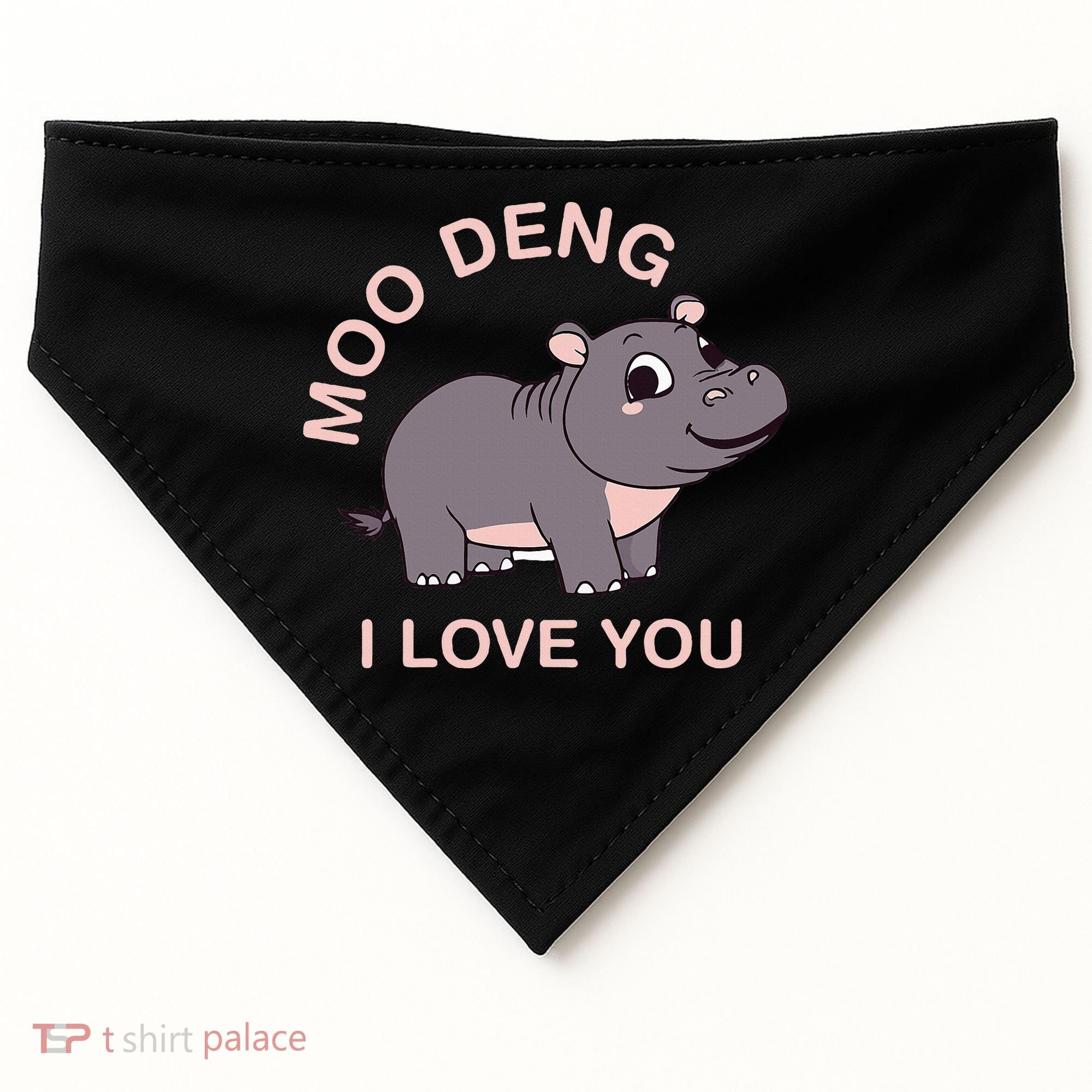 Moo Deng I Love You USA-Made Doggie Bandana
