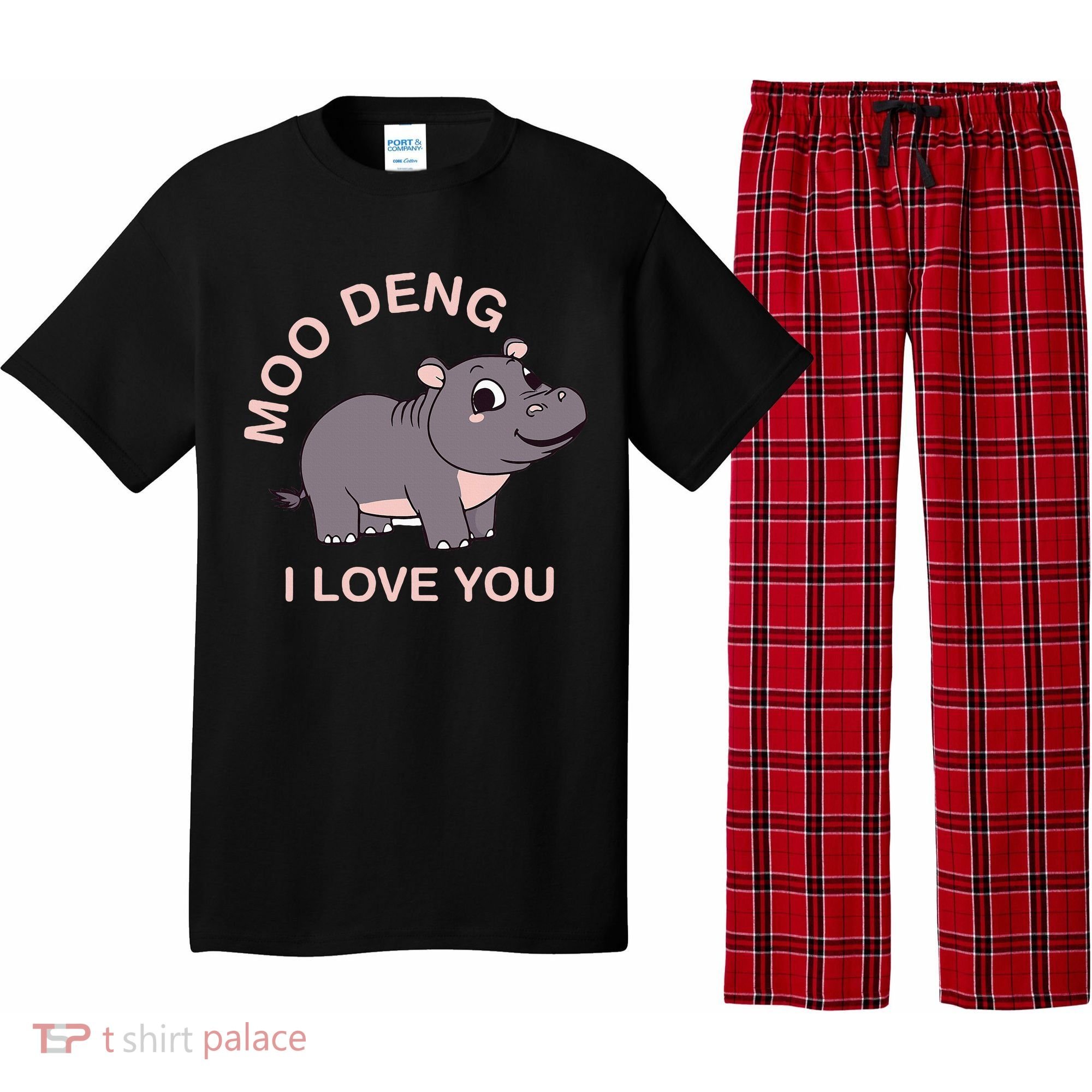 Moo Deng I Love You Pajama Set