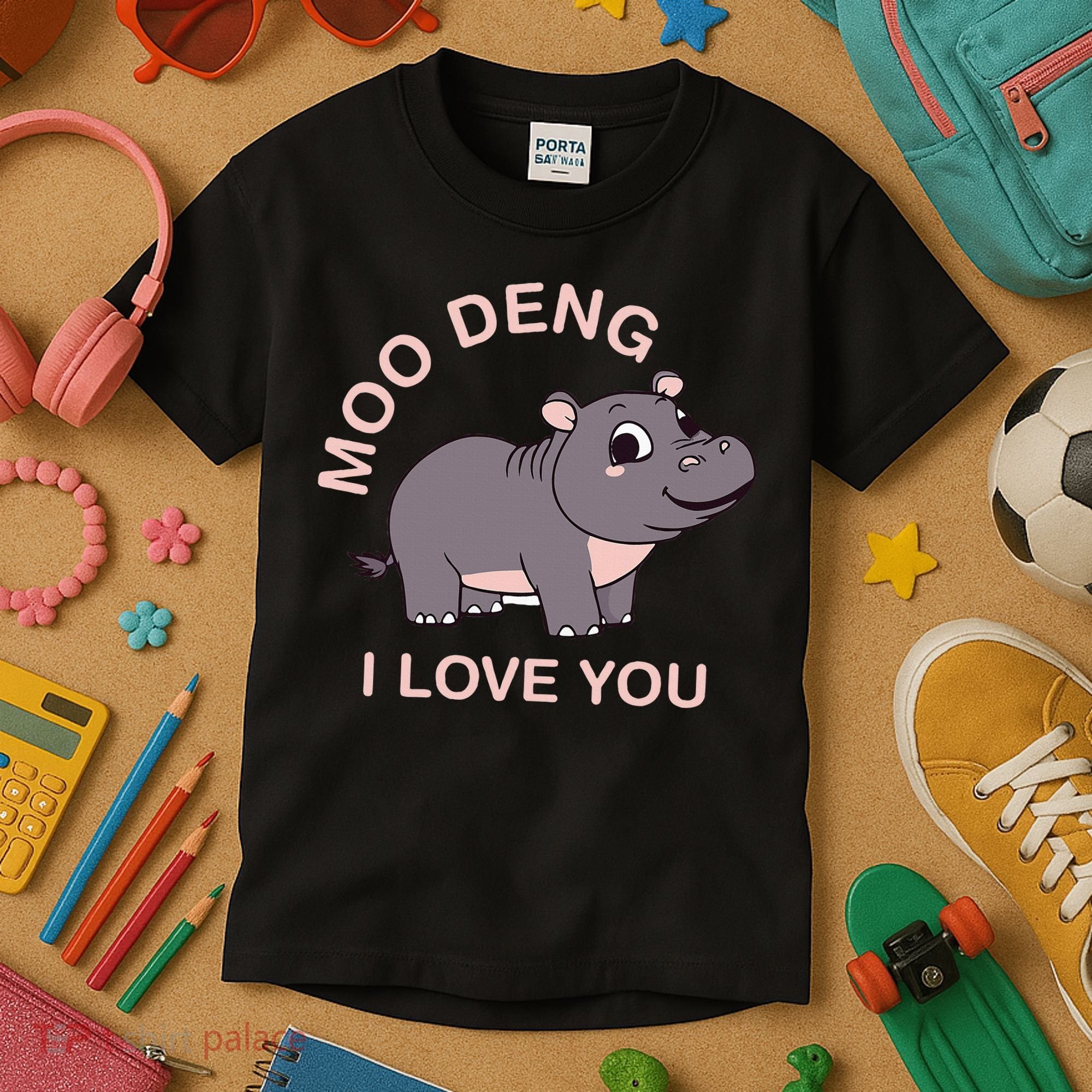 Moo Deng I Love You Kids T-Shirt