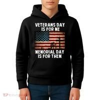 Memorial Day Is For Them Veteran's Day Is For Me Veteran Kids Hoodie thumb 4