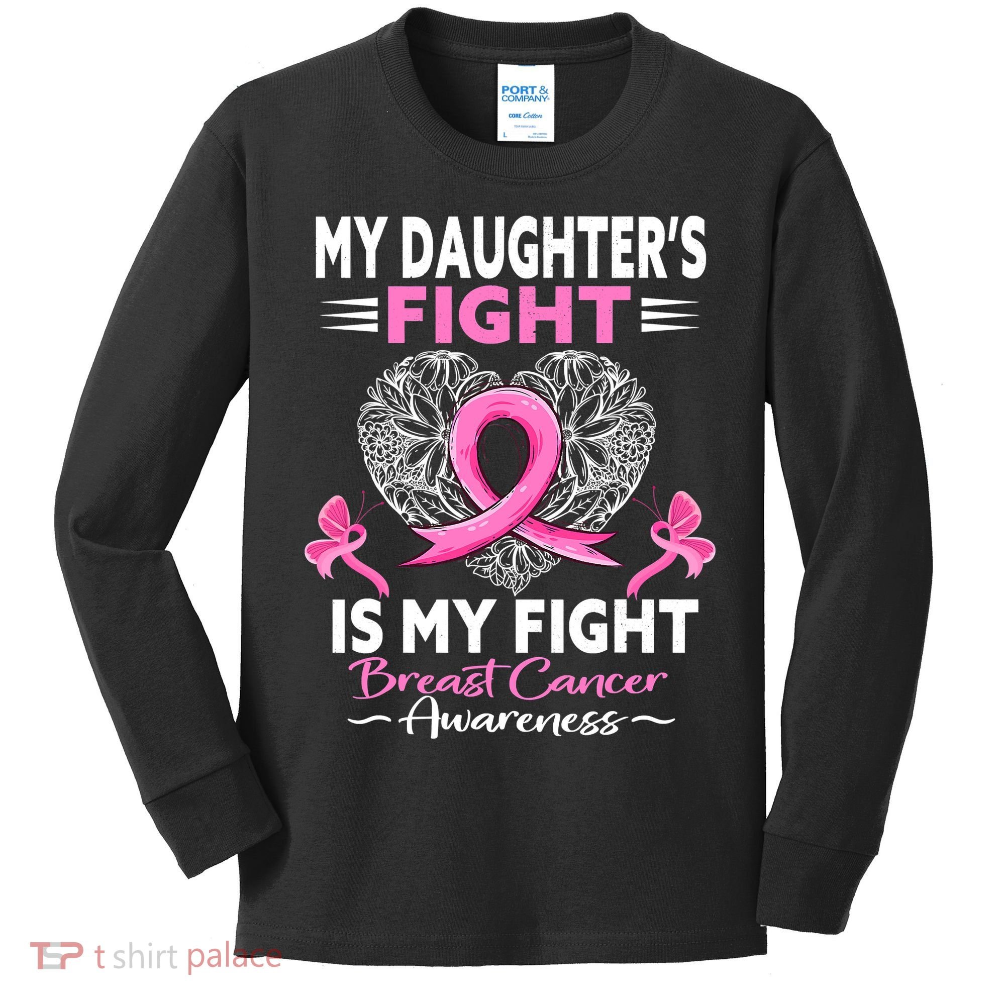 My Daughter Is A Survivor Breast Cancer Awareness Kids Long Sleeve Shirt
