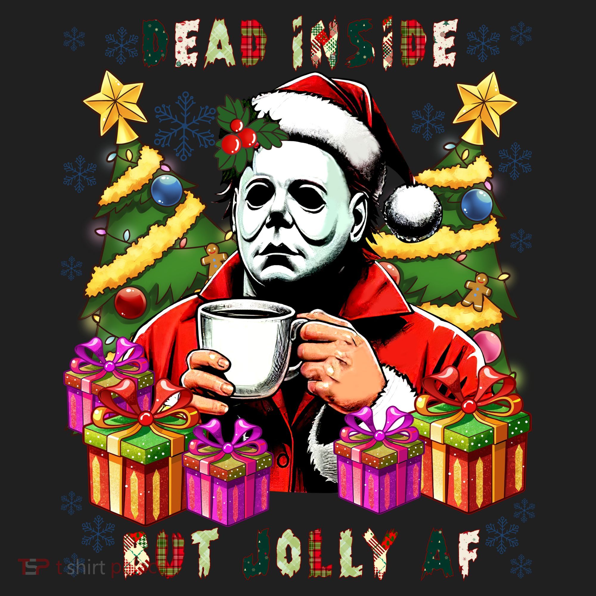 Myers Dead Inside But Jolly Af Myers Christmas Tree Hat