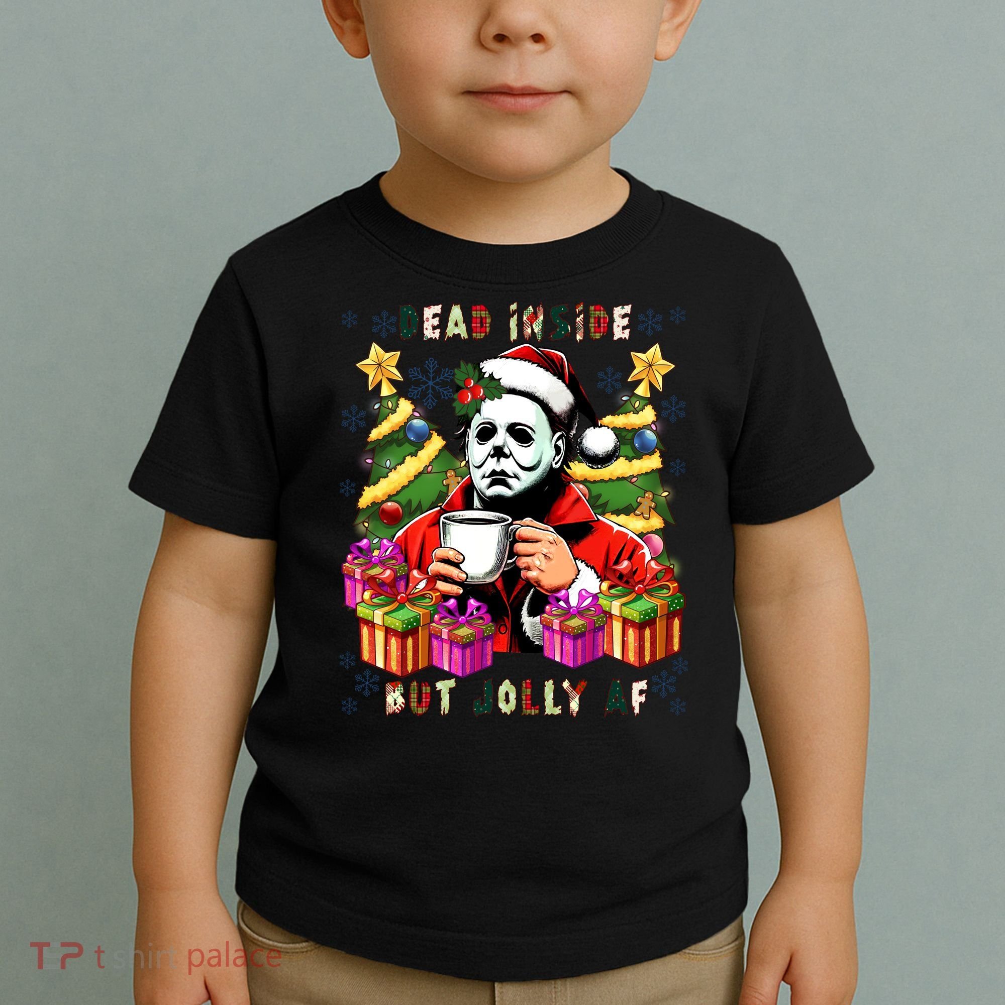 Myers Dead Inside But Jolly Af Myers Christmas Tree Toddler T-Shirt