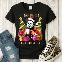 Myers Dead Inside But Jolly Af Myers Christmas Tree Women's T-Shirt thumb 3
