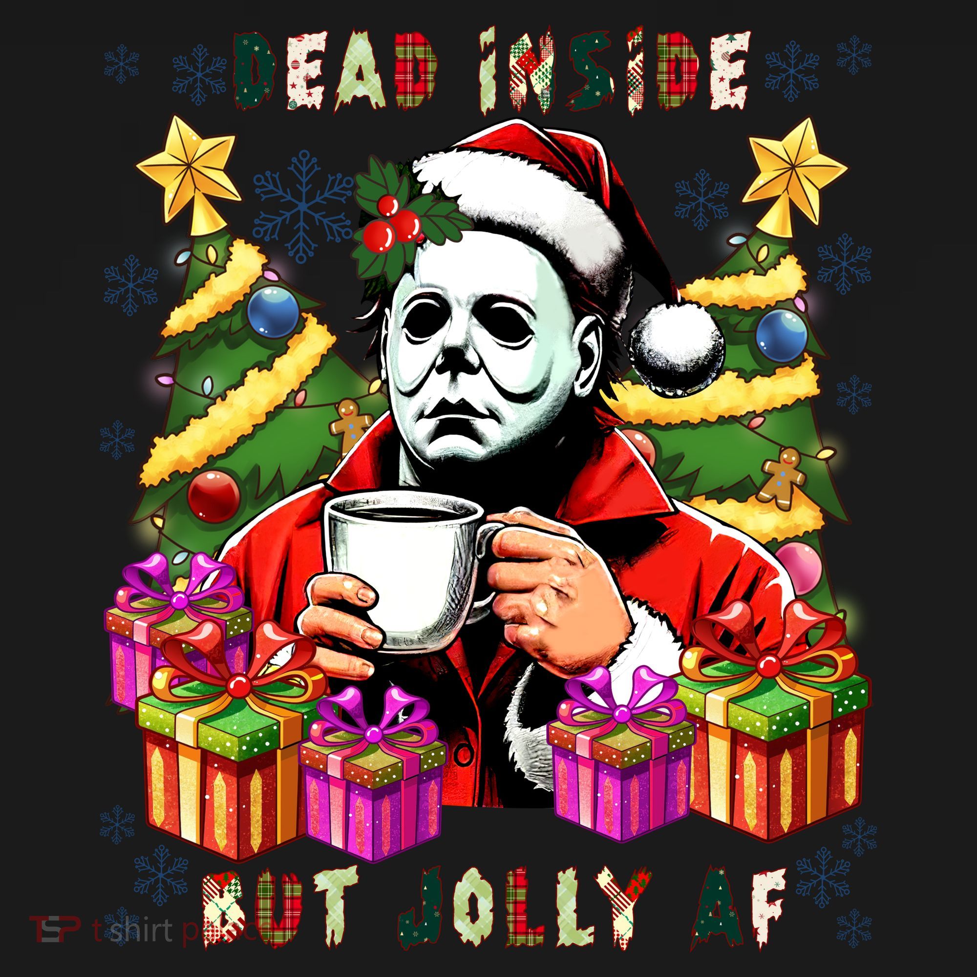 Myers Dead Inside But Jolly Af Myers Christmas Tree Kids Hoodie