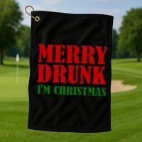 Merry Drunk IM Christmas Funny Ing Adult Jokes Gift Golf Towel thumb 1