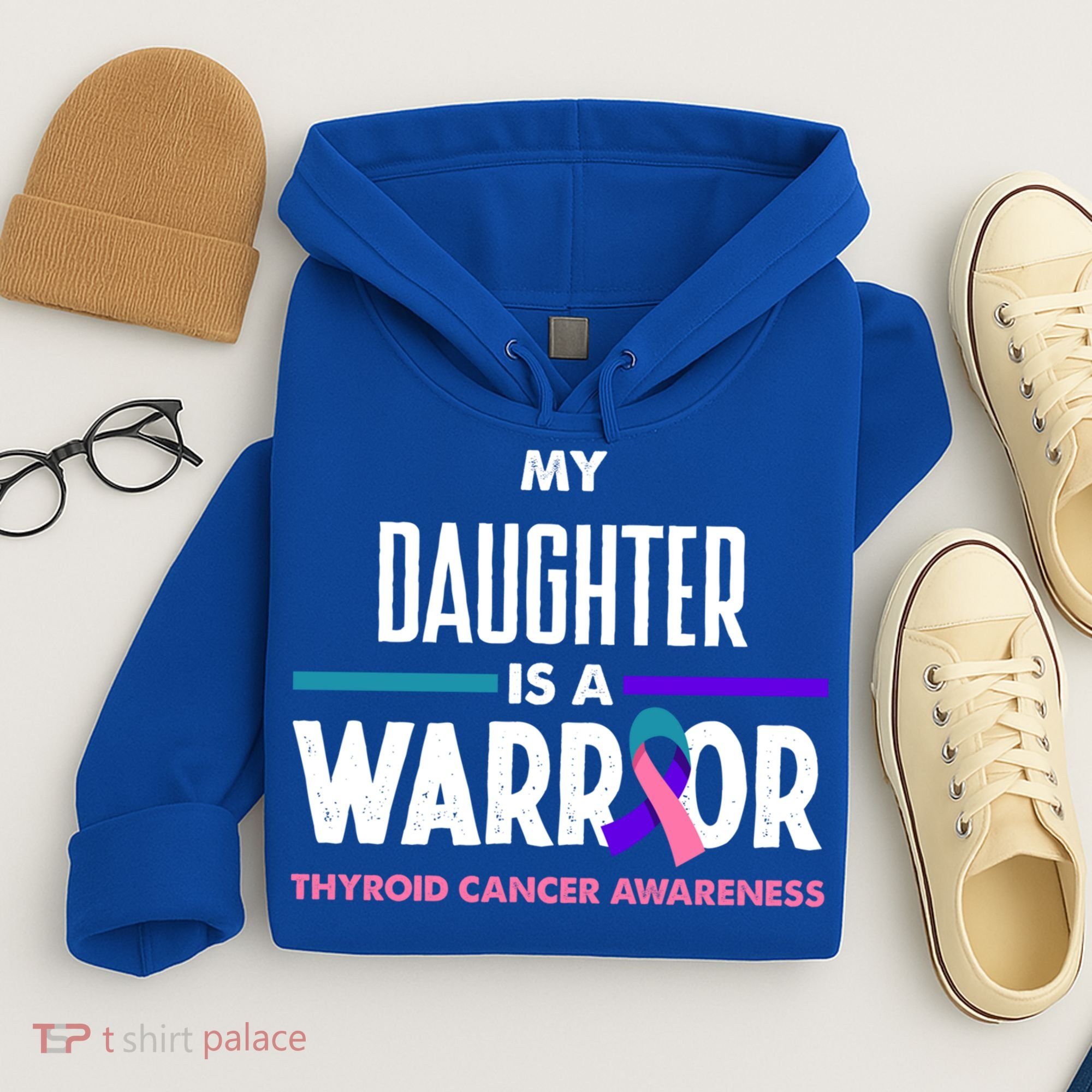 My Daughter Is A Warrior Thyroid Cancer Awareness Gift Hoodie