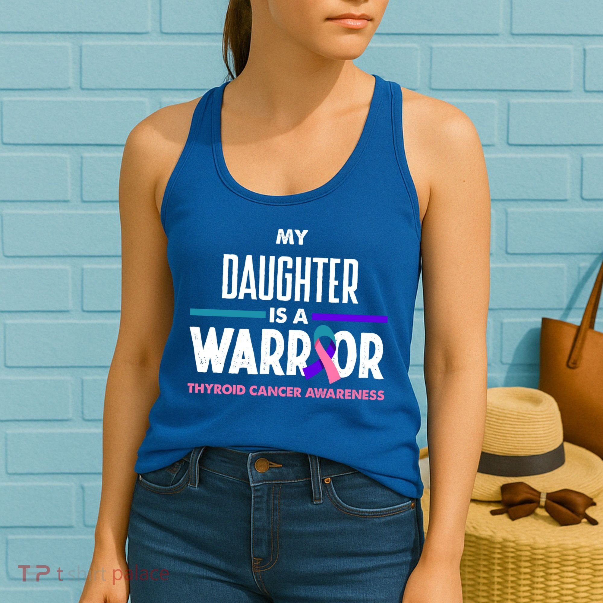 My Daughter Is A Warrior Thyroid Cancer Awareness Gift Women's Tank Top