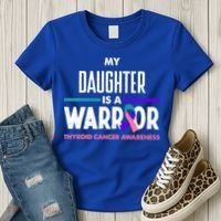 My Daughter Is A Warrior Thyroid Cancer Awareness Gift Women's T-Shirt thumb 3