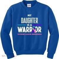 My Daughter Is A Warrior Thyroid Cancer Awareness Gift Kids Sweatshirt thumb 0