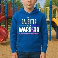My Daughter Is A Warrior Thyroid Cancer Awareness Gift Kids Hoodie thumb 2