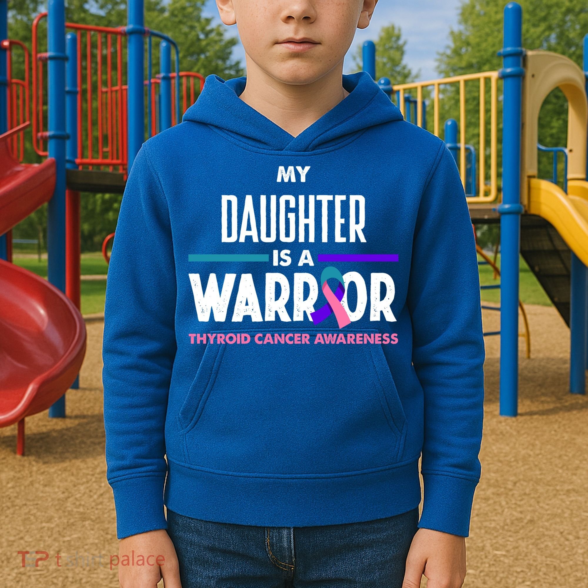 My Daughter Is A Warrior Thyroid Cancer Awareness Gift Kids Hoodie