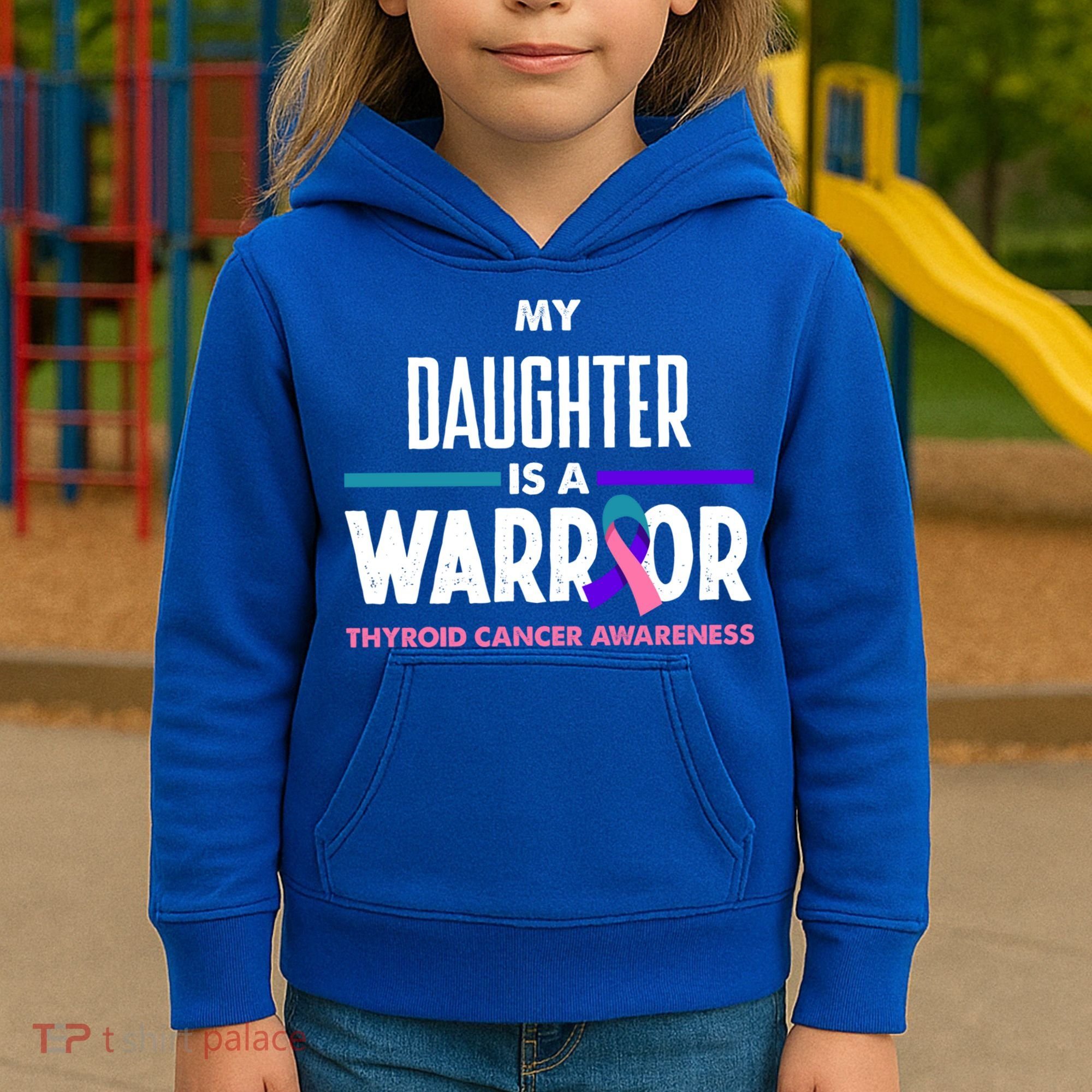 My Daughter Is A Warrior Thyroid Cancer Awareness Gift Kids Hoodie