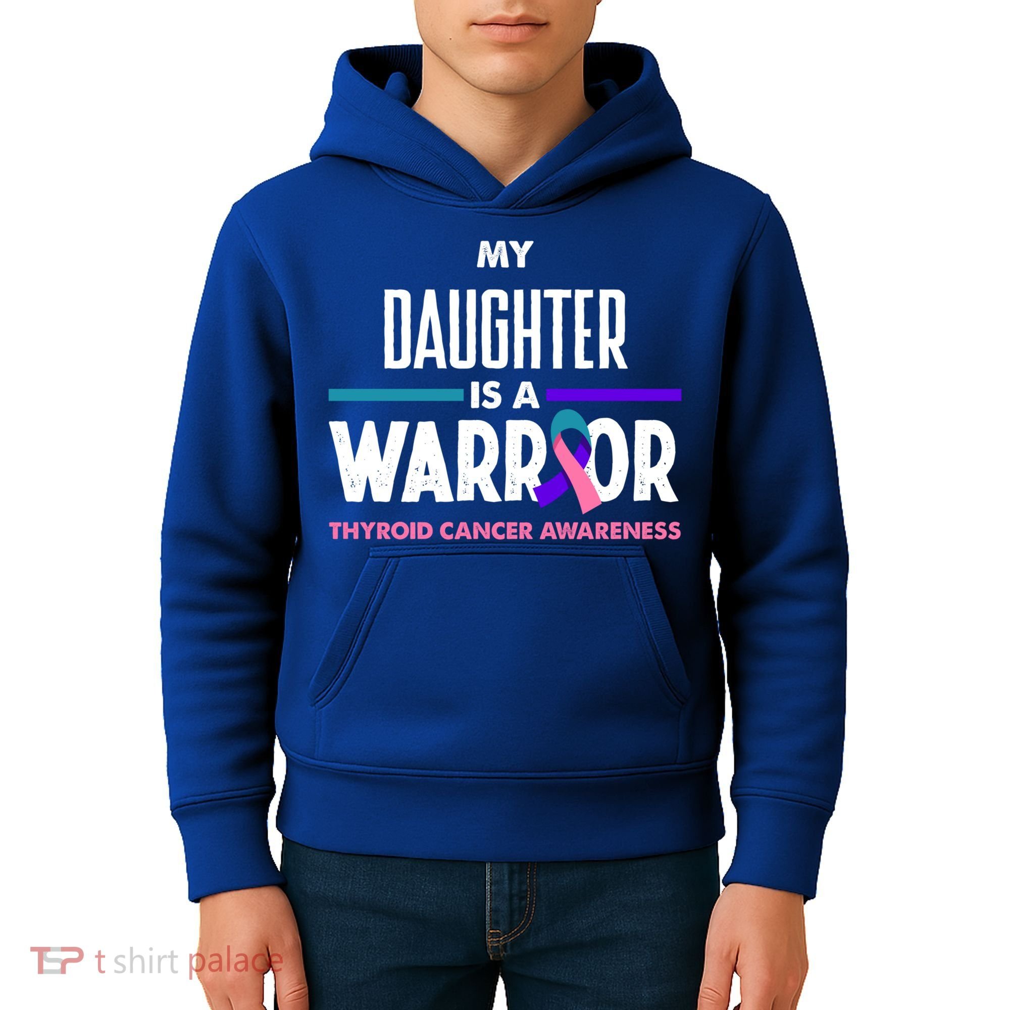 My Daughter Is A Warrior Thyroid Cancer Awareness Gift Kids Hoodie
