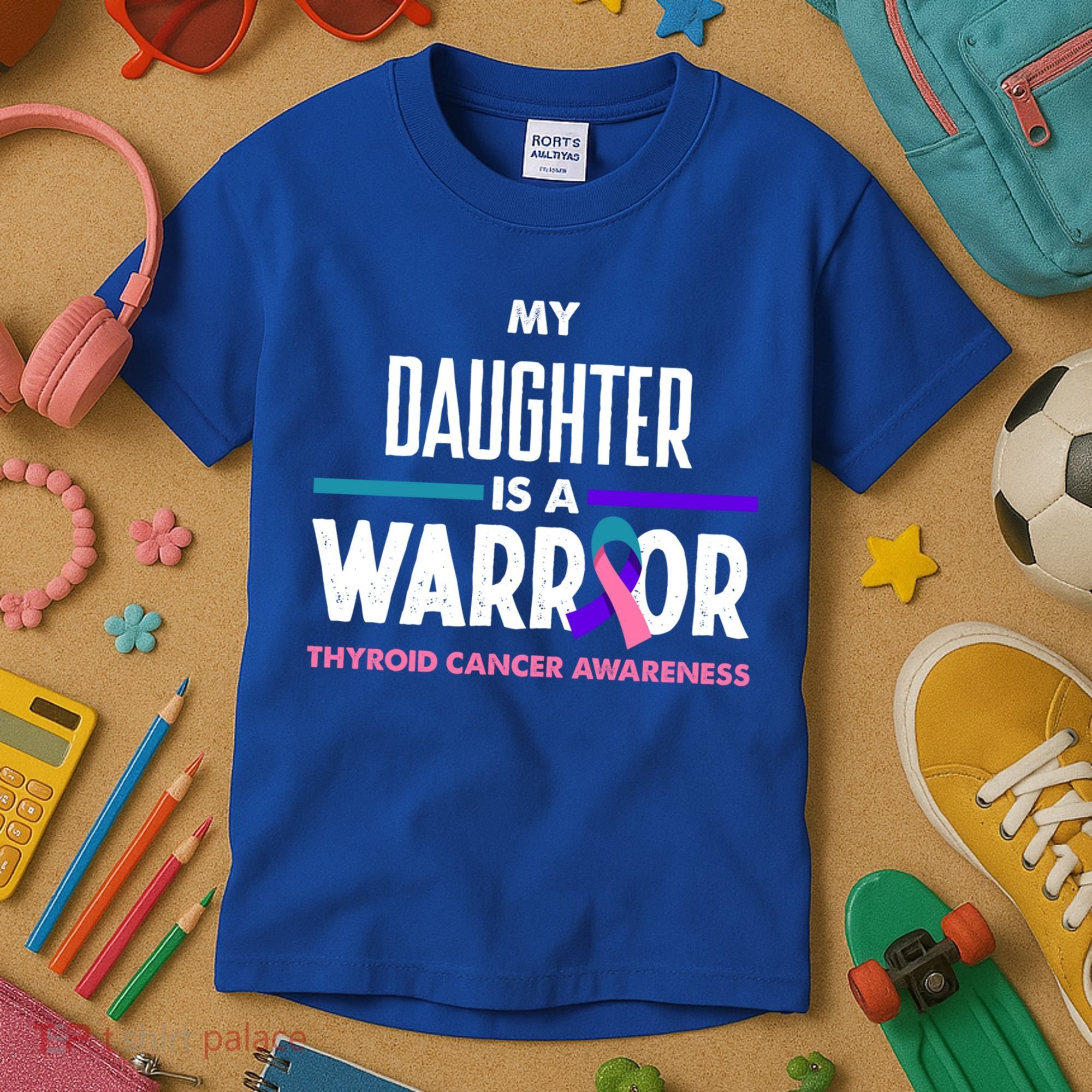 My Daughter Is A Warrior Thyroid Cancer Awareness Gift Kids T-Shirt