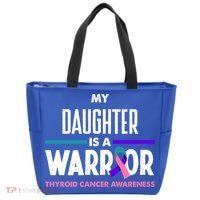 My Daughter Is A Warrior Thyroid Cancer Awareness Gift Tote Bag thumb 0