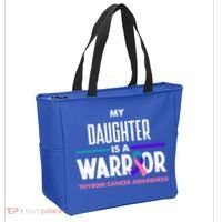 My Daughter Is A Warrior Thyroid Cancer Awareness Gift Tote Bag thumb 2