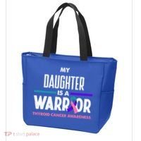 My Daughter Is A Warrior Thyroid Cancer Awareness Gift Tote Bag thumb 3
