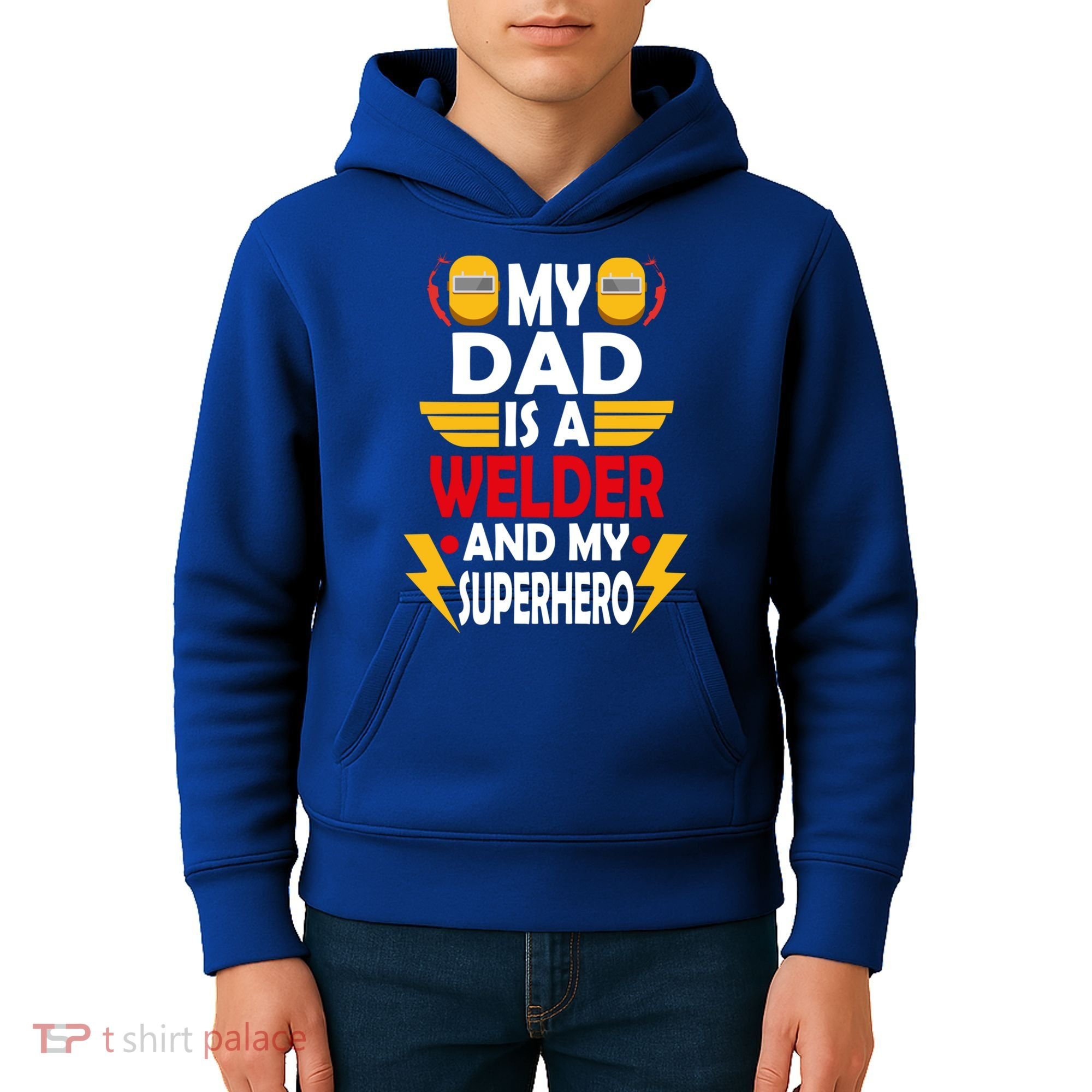 My Dad Is A Welder And My Superhero Welding Son Daughter Gift Kids Hoodie