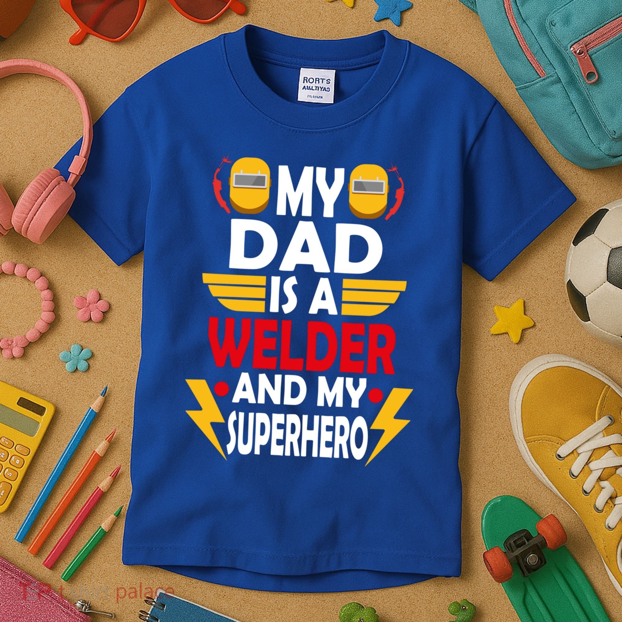 My Dad Is A Welder And My Superhero Welding Son Daughter Gift Kids T-Shirt