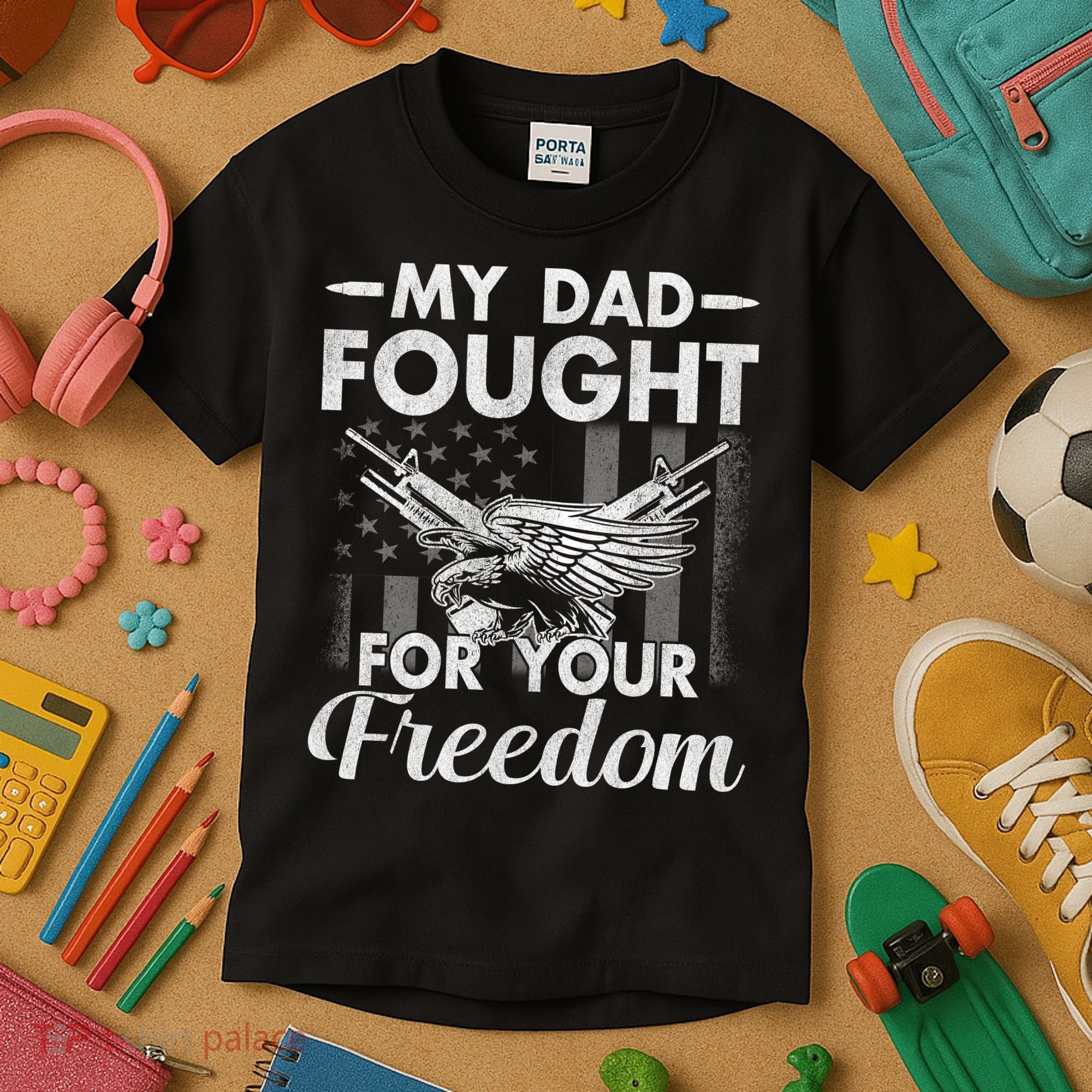 My Dad Is A Veteran Gift For Daughter And Son Kids T-Shirt