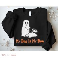 My Dog Is My Boo Ghost Halloween Dog Lover Sweatshirt thumb 2