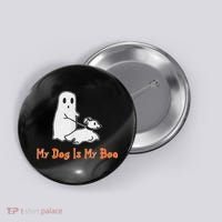 My Dog Is My Boo Ghost Halloween Dog Lover Button thumb 0