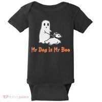 My Dog Is My Boo Ghost Halloween Dog Lover Baby Bodysuit thumb 0