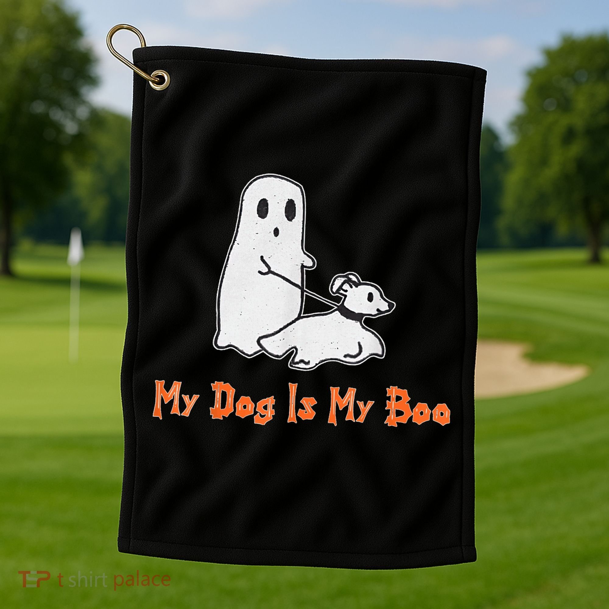 My Dog Is My Boo Ghost Halloween Dog Lover Golf Towel