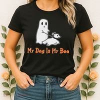 My Dog Is My Boo Ghost Halloween Dog Lover Women's T-Shirt thumb 2