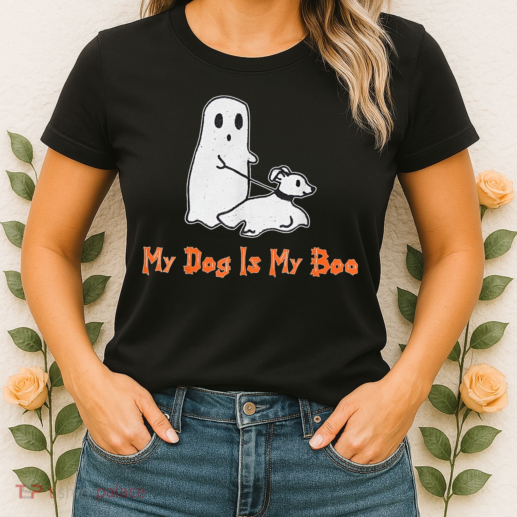 My Dog Is My Boo Ghost Halloween Dog Lover Women's T-Shirt