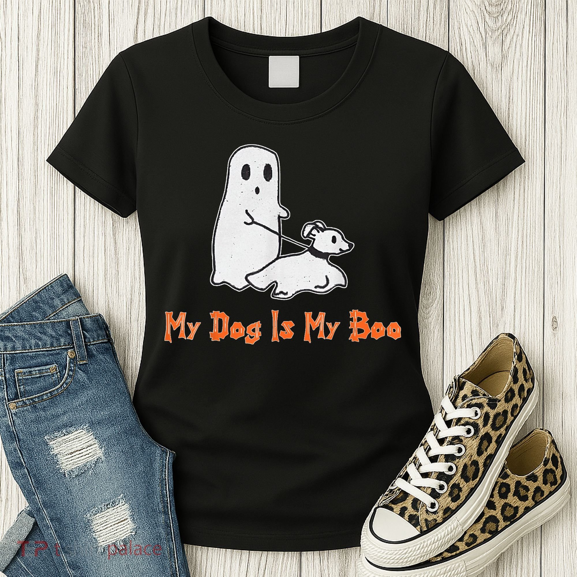 My Dog Is My Boo Ghost Halloween Dog Lover Women's T-Shirt