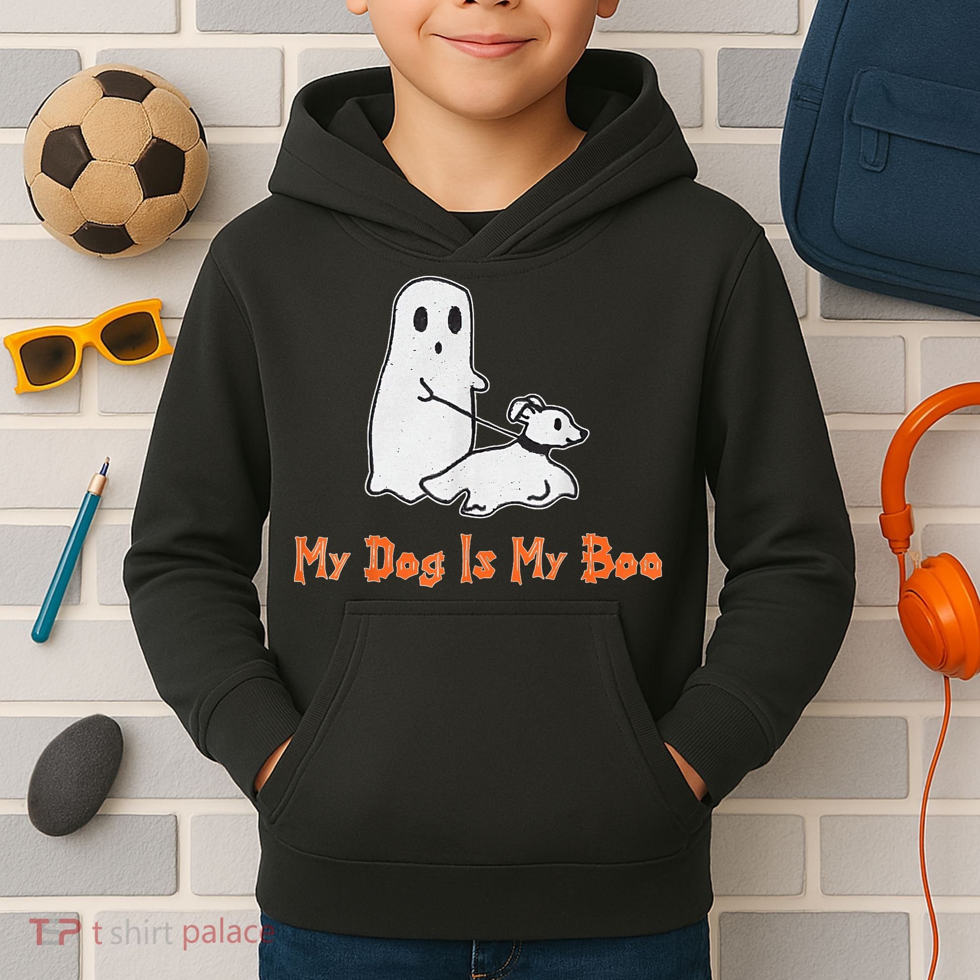 My Dog Is My Boo Ghost Halloween Dog Lover Kids Hoodie