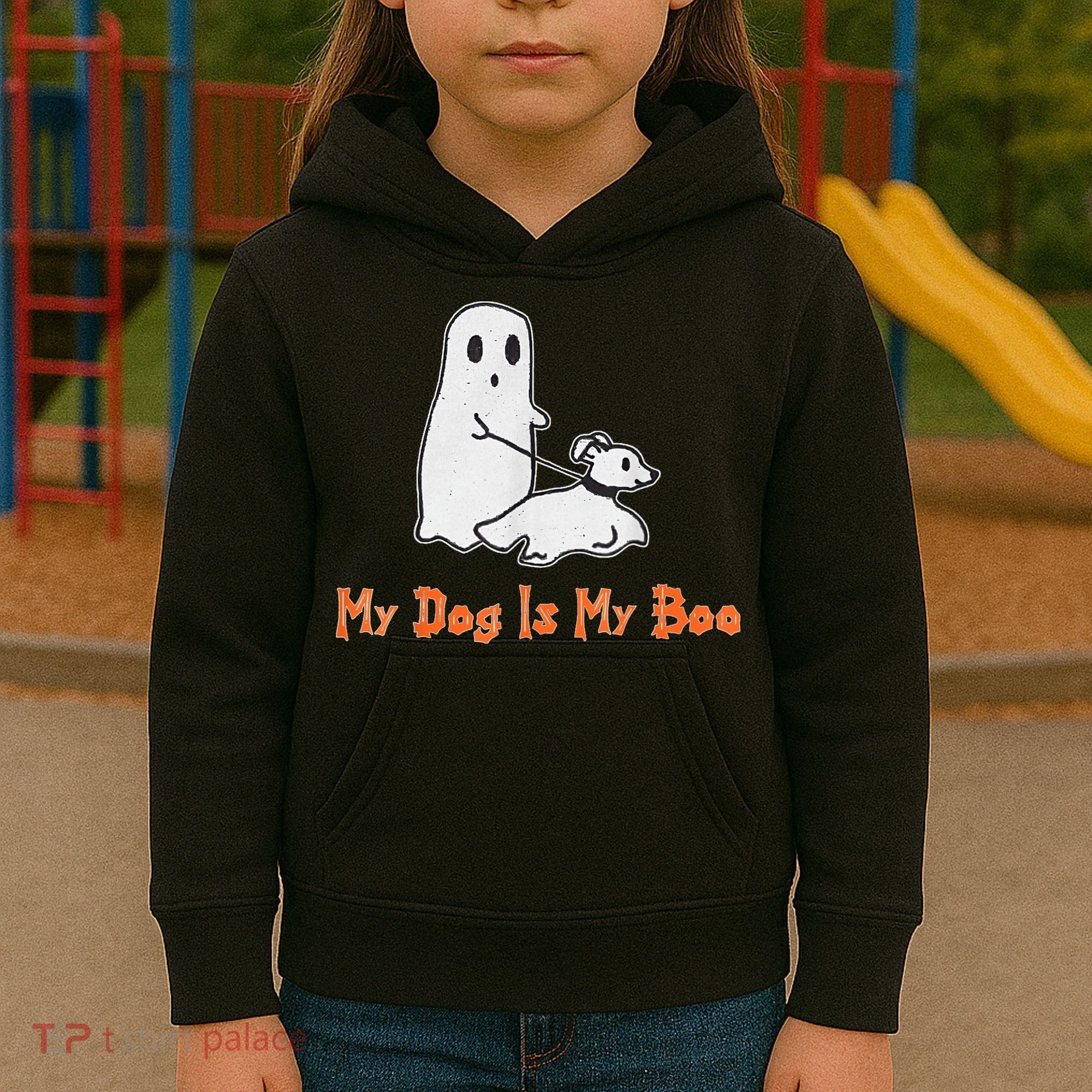My Dog Is My Boo Ghost Halloween Dog Lover Kids Hoodie