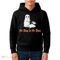 My Dog Is My Boo Ghost Halloween Dog Lover Kids Hoodie thumb 4