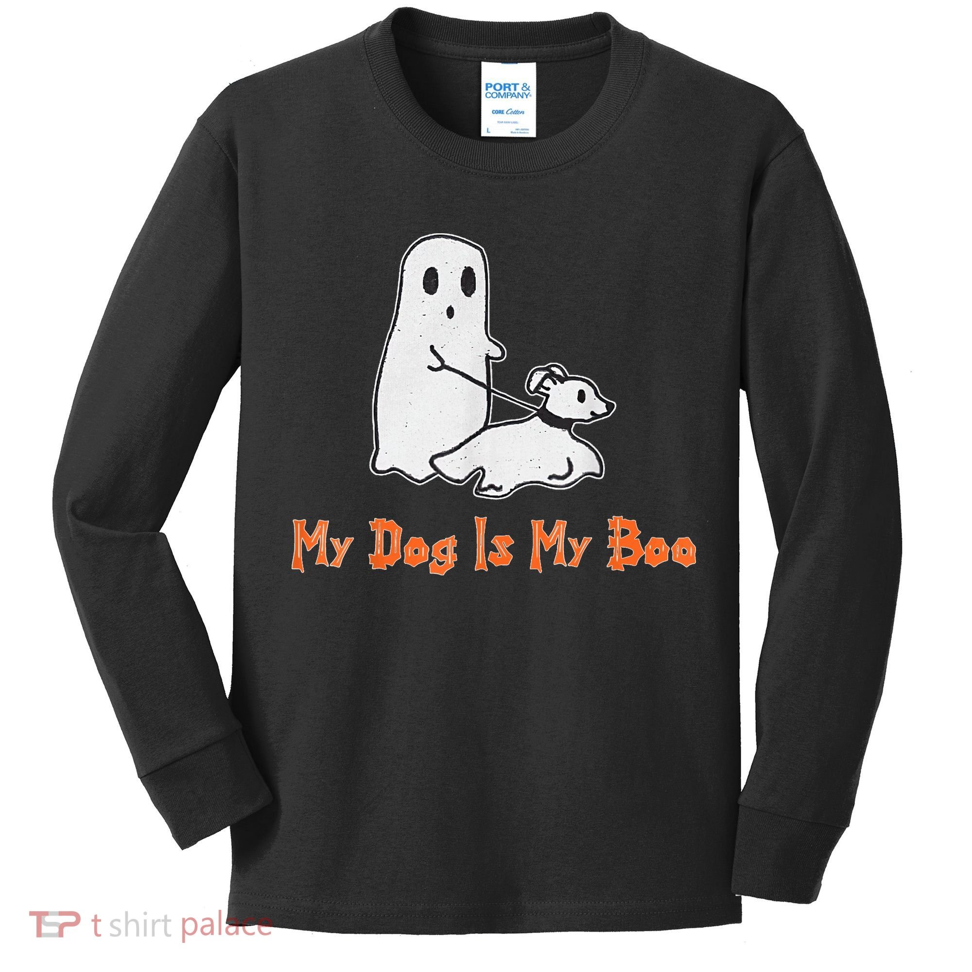 My Dog Is My Boo Ghost Halloween Dog Lover Kids Long Sleeve Shirt