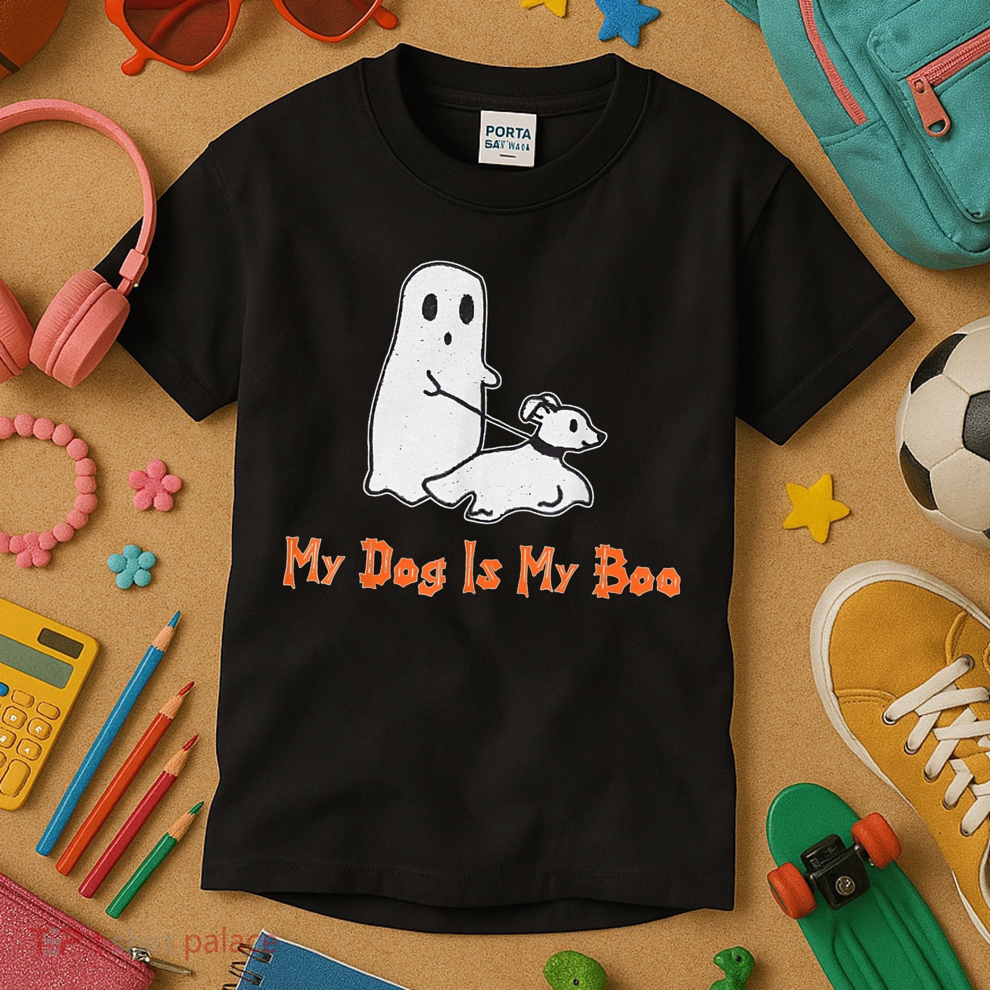 My Dog Is My Boo Ghost Halloween Dog Lover Kids T-Shirt