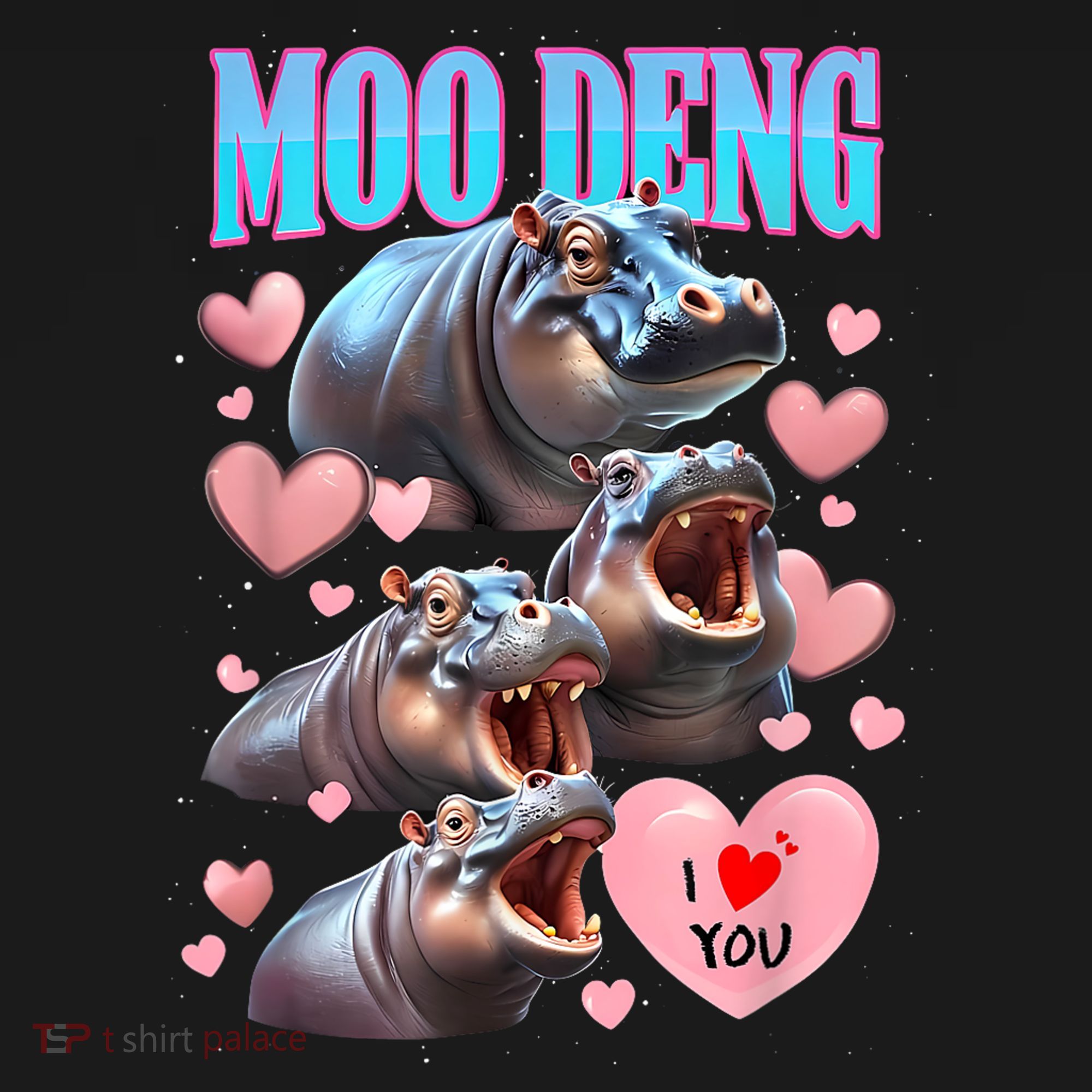 Moo Deng I Love You Pygmy Hippopotamus Sweatshirt