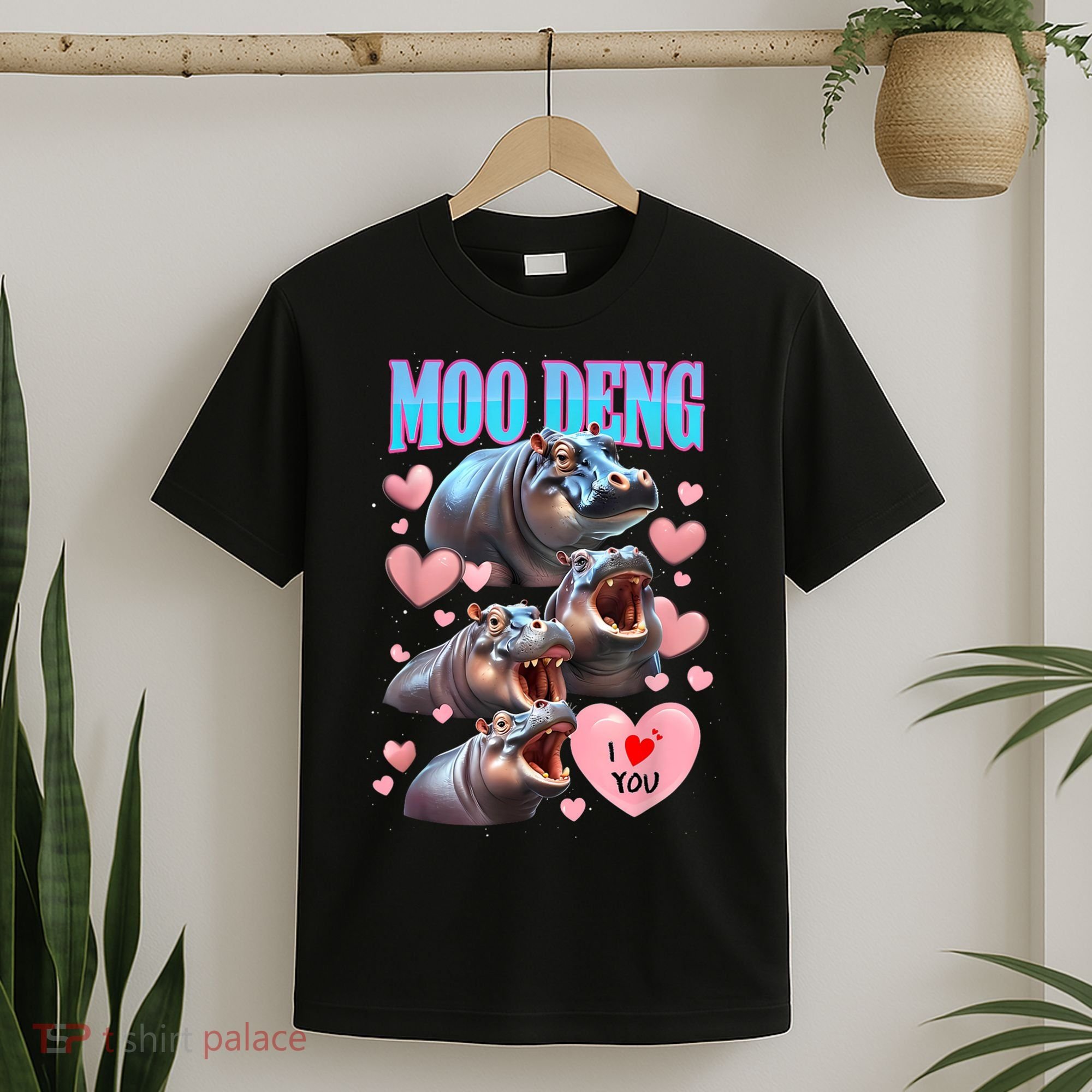 Moo Deng I Love You Pygmy Hippopotamus T-Shirt