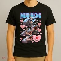 Moo Deng I Love You Pygmy Hippopotamus T-Shirt thumb 3