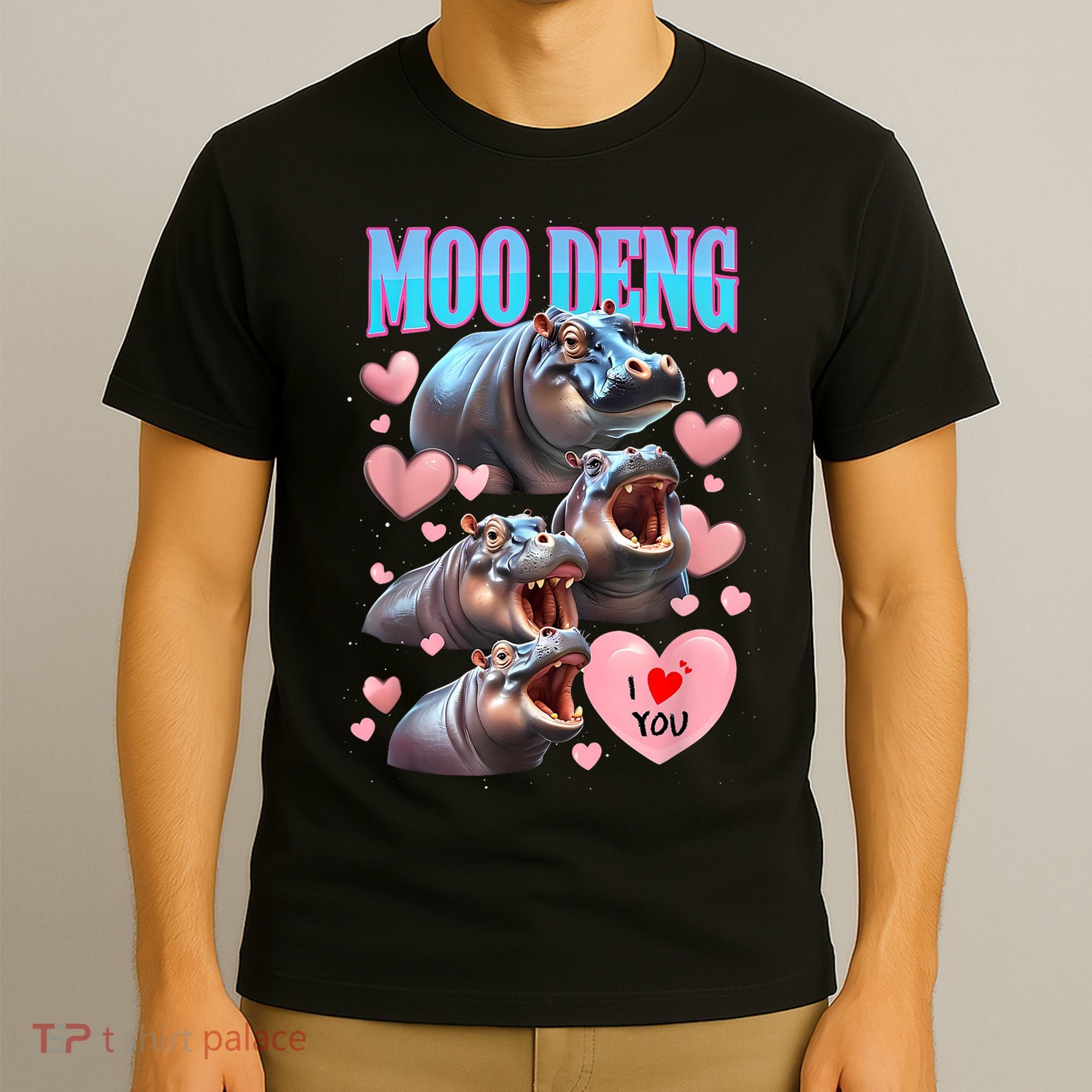 Moo Deng I Love You Pygmy Hippopotamus T-Shirt